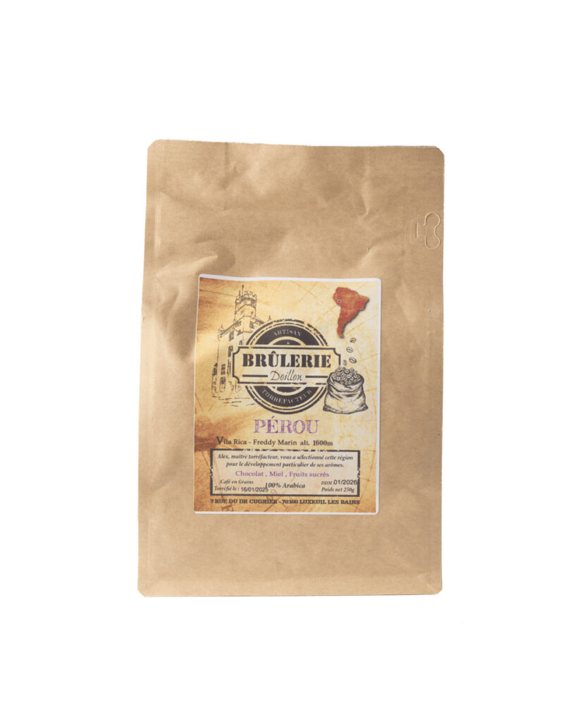 Café en grains Villa Rica Pérou, brûlerie Doillon, 250gr